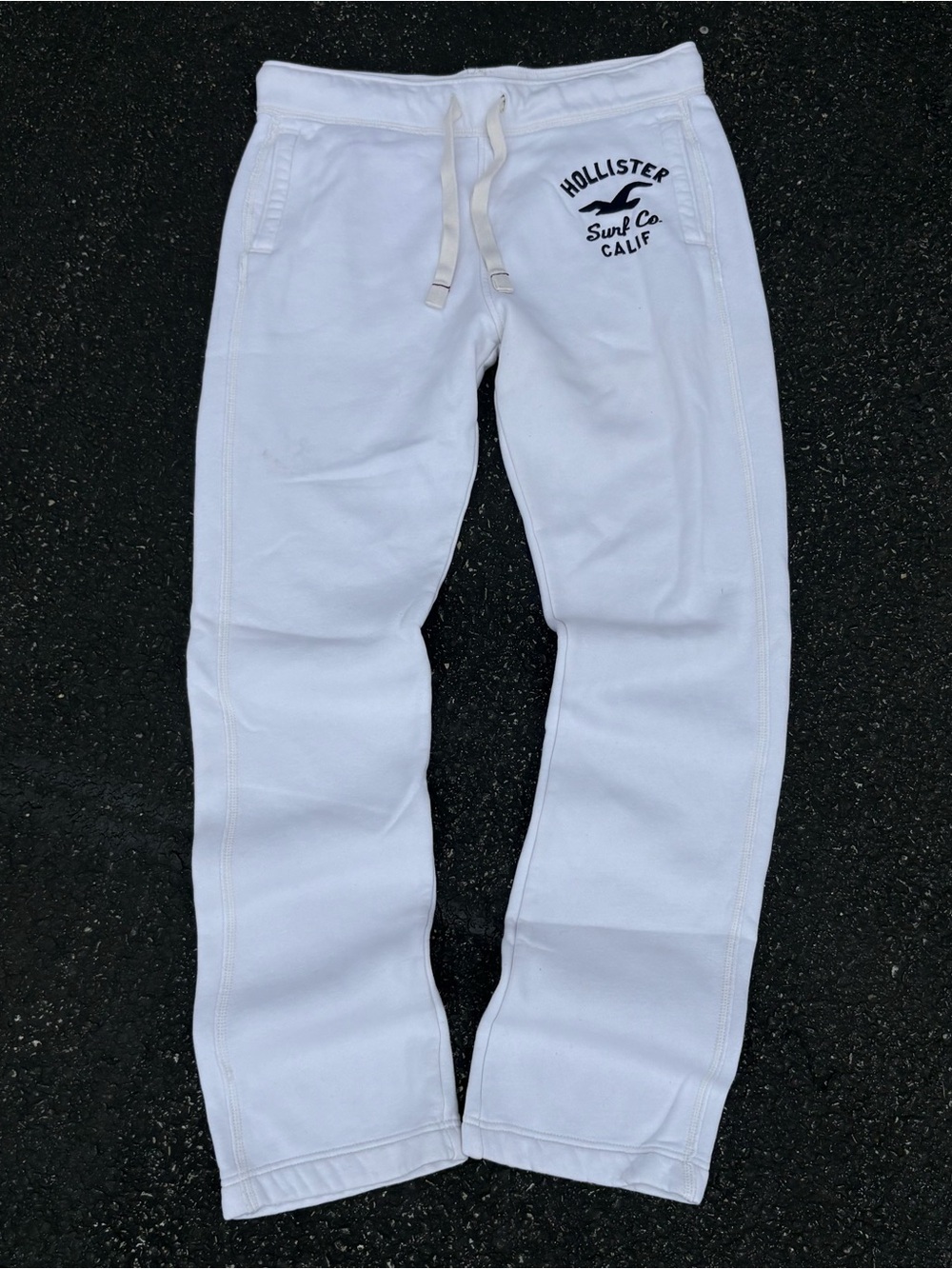 Y2K 2000s Hollister White Embroidered Unisex Baggy Sweatpants Size Large Cali